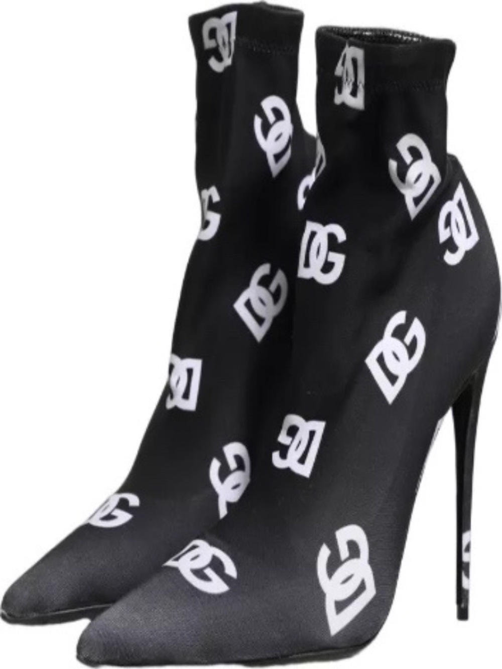 NIB! AUTH Dolce & Gabbana Black Logo Stretch Heels Ankle Boots Shoes EU size 38